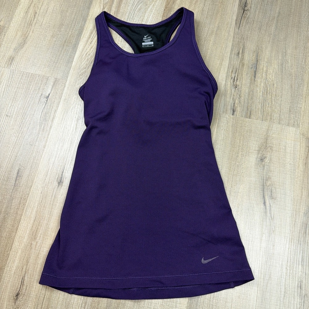 Nike Dri-FIT Women's Purple Racerback Tank Top Built-In Bra Mesh Training Size S